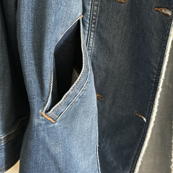 NWT ~ Lane Bryant Midi Denim Jacket with Sherpa - Picture 11 of 14